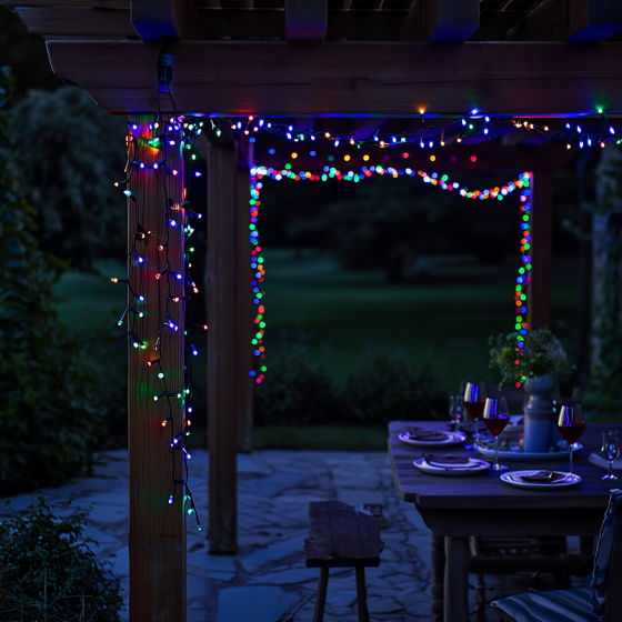 Вулична новорічна гирлянда 30 м, 300 LED, сонячна батарея Київ