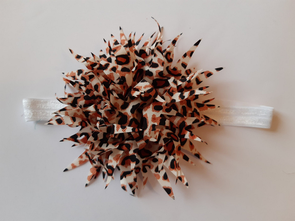 Дитяча красива пов'язка з леопардовим принтом - окружність 38-60см, квітка 9см Київ - фото 1