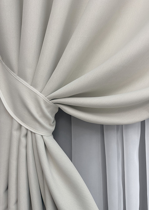 Комплект штор на люверсах VR-Textil Блекаут двосторонній Scandi № 1903ш Димчасто-білий 150х250 см 2 шт (37-0305) Київ - фото 5