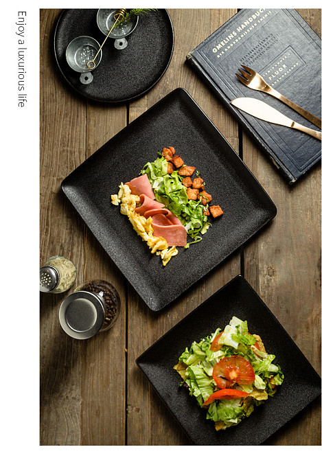 Тарелка квадратная черная керамическая  матовая 25 см 922 грамма!! Столовая тарелка Блюдо Кременчуг - изображение 8