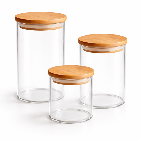 Банка для зберігання продуктів із бамбуковою кришкою 1000 мл. Stenson 400 Київ