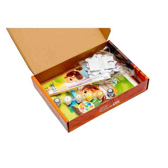 Деревʼяний пазл-розмальовка А5 "Котик" Puz-22938 пензлик, фарби, клейка плівка Вінниця