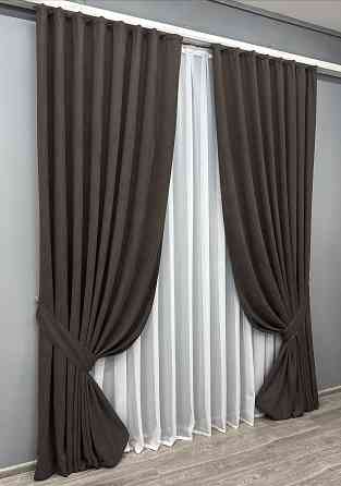 Комплект готовых штор VR-Textil Микровелюр Petek YL № 1892ш Венге 200х270 см 2 шт (32-276) Киев