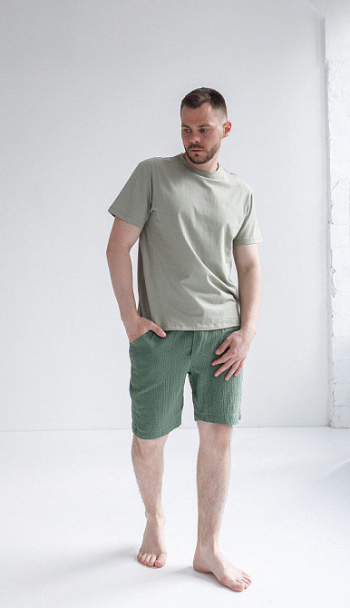 Мужские шорты муслиновые Зелёный M Харьков - изображение 1