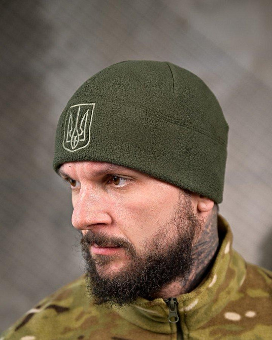 Флисовая шапка Герб олива ВТ7659 Одесса - изображение 1