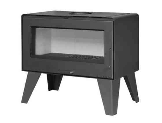 Піч-камін на дровах Hosseven 5070 L 10 кВт на високих ніжках сталева буржуйка зі склом та шамотом верхній димохід Київ