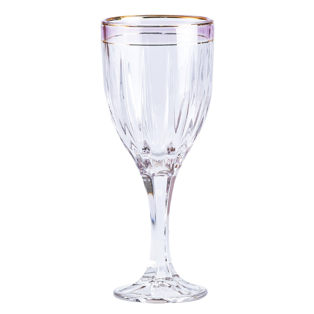 Бокалы для вина с золотой каймой, 6 шт, розовые Киев - изображение 2