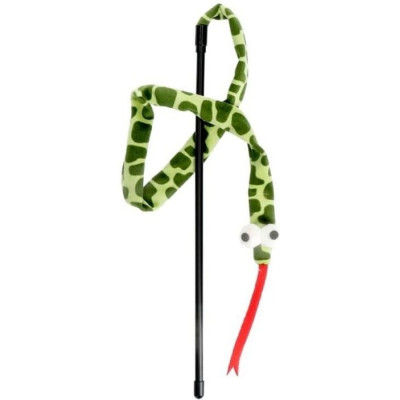 Игрушка для кошек Hippie Pet Удочка-змейка зеленая 37 см (HIPCW2401006) Винница - изображение 1