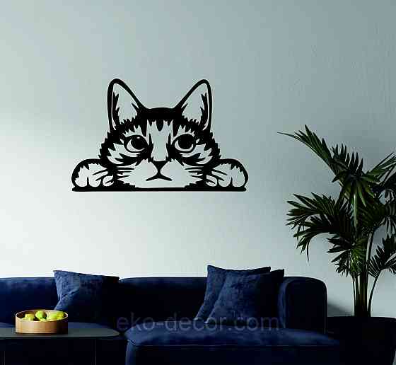 Декоративное настенное 3D Панно «Кот» Декор на стену с объемом (цена за 1 шт) 90*58 см, Черный Киев