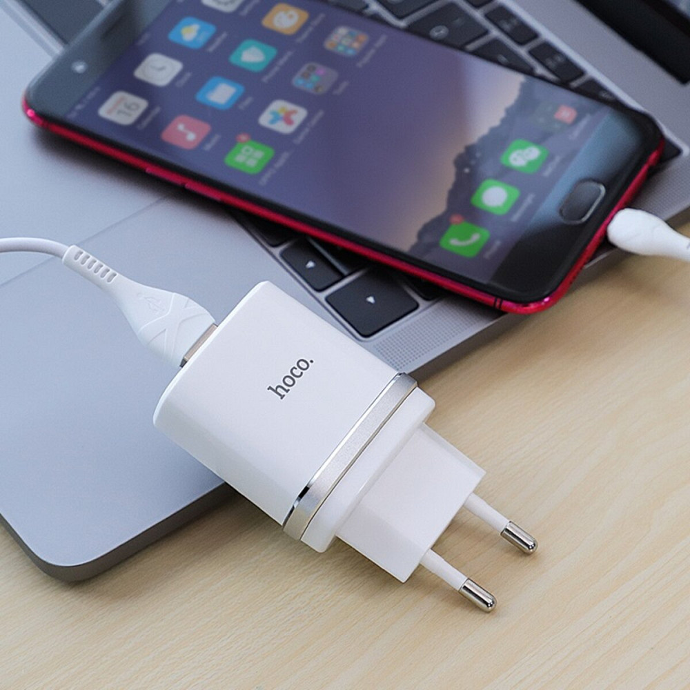 Мережевий зарядний пристрій HOCO C12Q Smart QC3.0 charger set(Micro) 18W White Киев - изображение 4