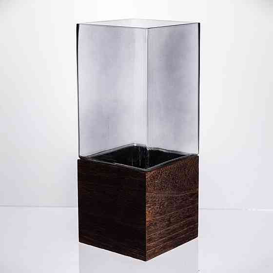 Ваза для квітів кругла скляна, декоративна прозора ваза з товстого скла HP-19-160-5 Київ