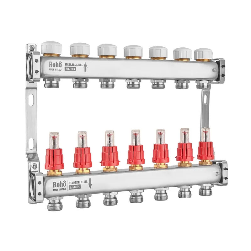 Колектор з витратоміром та термостатичними клапанами Roho R804-07M - 1"х 7 вих. (RO1032) Київ - фото 1