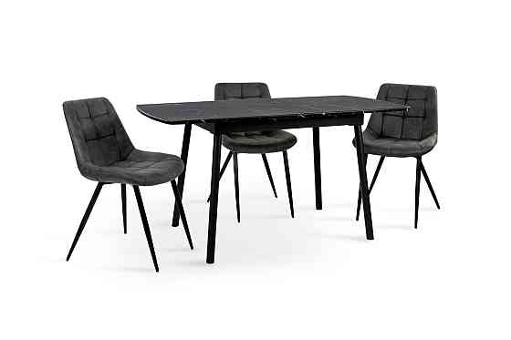 Стіл Соло 110(+35)*70 чорний метал/мрамор чорн Киев