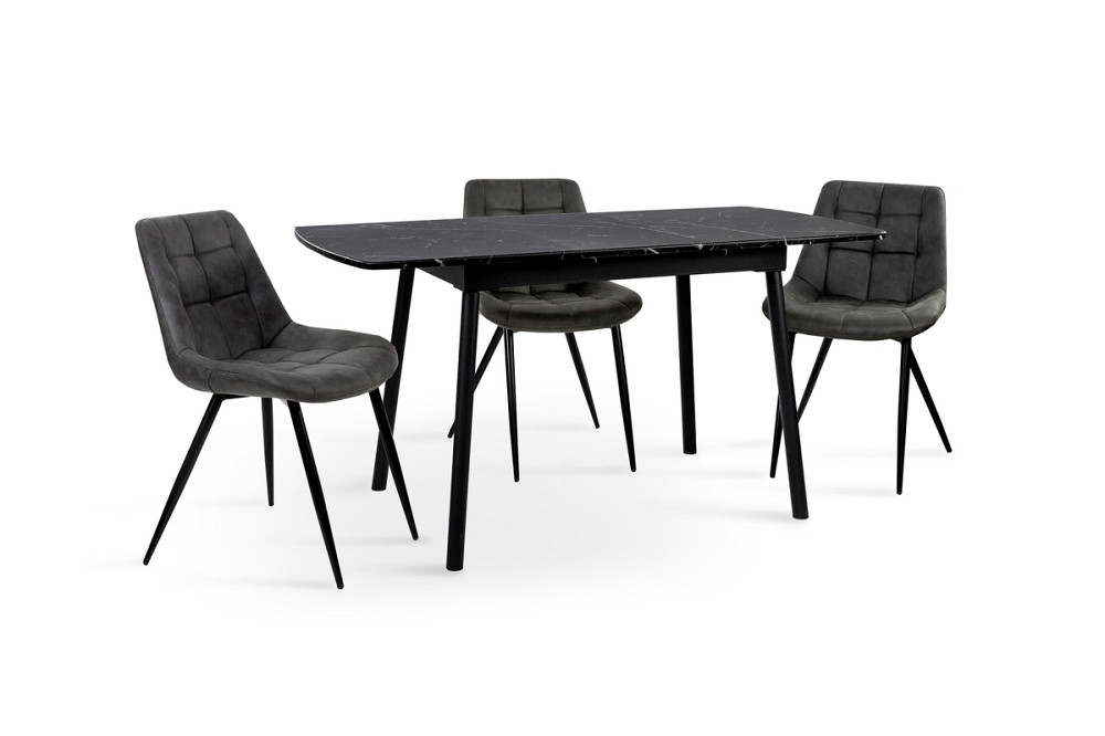 Стіл Соло 110(+35)*70 чорний метал/мрамор чорн Київ - фото 3