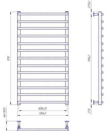 Водяна рушникосушка Mario INOX Турин 970х530/500 Київ