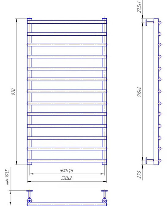 Водяна рушникосушка Mario INOX Турин 970х530/500 Київ - фото 4