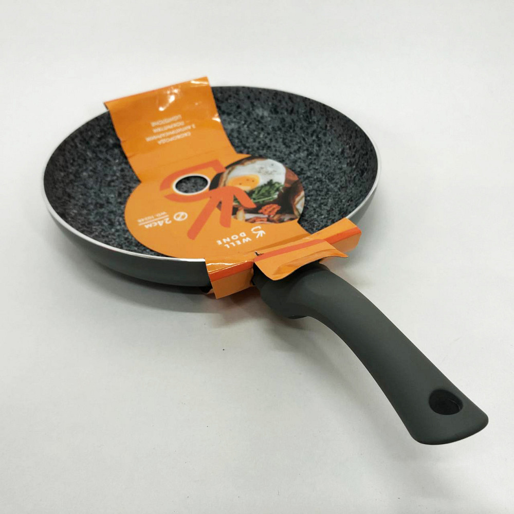 Литая сковорода с антипригарным покрытием Well Done WD-1024B 24 см, Легкая в использовании сковорода TC-93 Львов - изображение 5