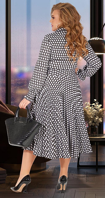 Гарне плаття плісе великого розміру спідницею плісе та поясом (52) Київ - фото 5