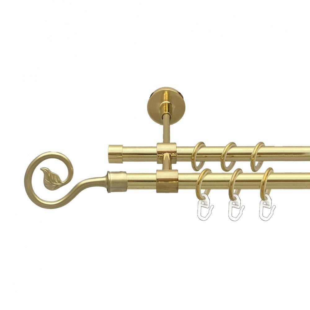 Карниз Orvit Лукка металевий дворядний закритий гладка труба кільце металеве Золото 16\16 мм 300 см Львов - изображение 1