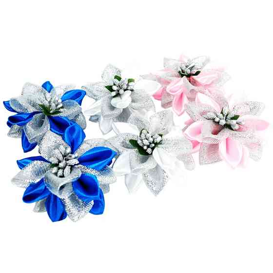 Набір резинок для волосся 0108-344, 6 штук, з бантом-квіткою Вінниця