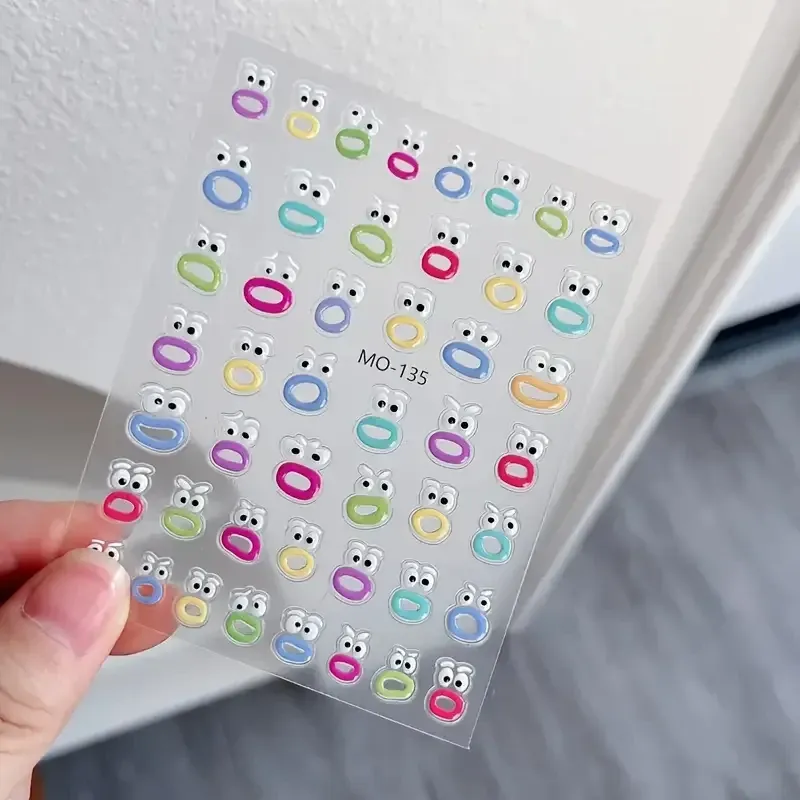 Стікери для нігтів 3D – кумедні мордочки, кольорові самоклеючі гель-стікери Київ - фото 5