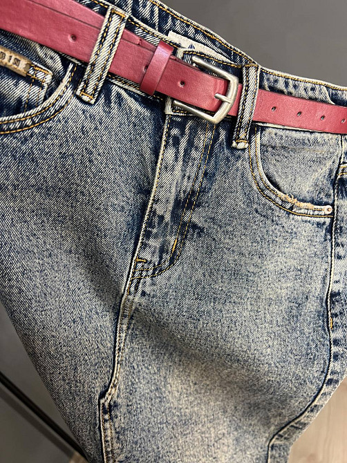 Юбка женская джинсовая ZJY 68007 разрез спереди стрейчевая ниже колена с ремнем темно-синяя, темно-синий, З2, 32, 85 см, 112 см Киев - изображение 12