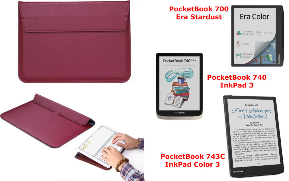Чехол-конверт VitoCase для PocketBook 700, 740, 743, с функцией подставки для книги Бордовый Киев - изображение 1