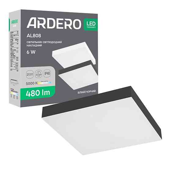 Світлодіодний накладний світильник Ardero AL808 6Вт 5000K чорний Харьков