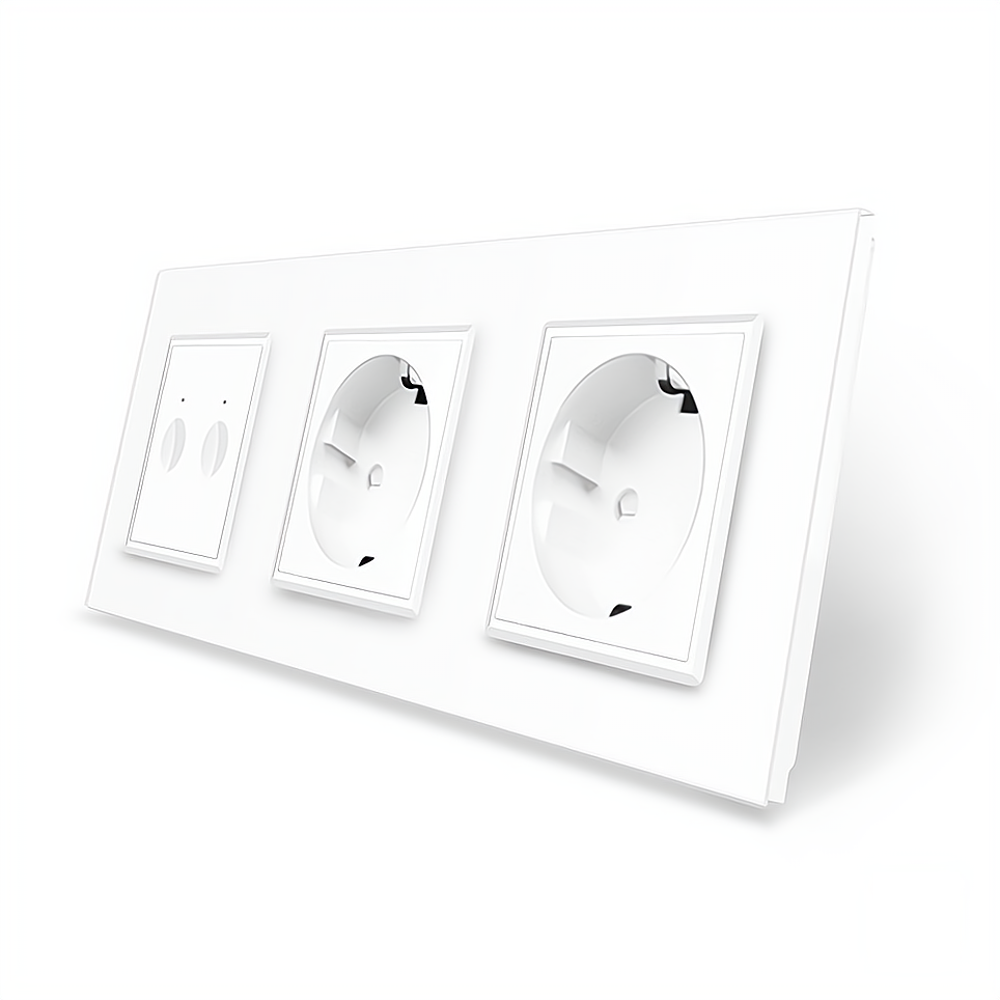 LIVOLO Сенсорний прохідний/перехресний вимикач Sense 2 сенсора 2 розетки Livolo білий скло (VL- Коломия - фото 8