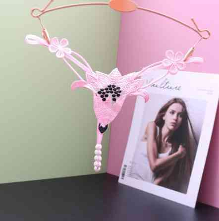 Еротичні труси з перлами рожеві Квітка one size рожевий Київ