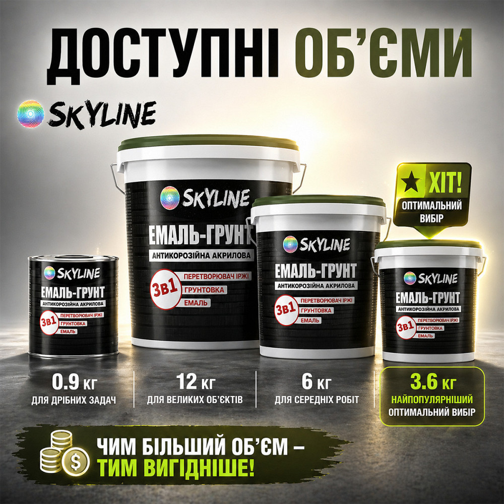 Емаль-ґрунт 3 в 1 SkyLine RAL 5015 Яскраво-блакитна антикорозійна акрил-поліуретанова фарба по металу без запаху 3.6 кг Харків - фото 6
