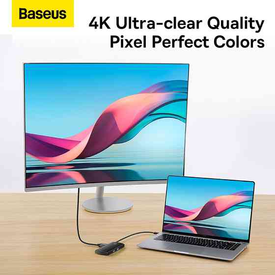 USB-хаб Baseus Lite Series 6-Port Type-C HUB Docking Station (Type-C to HDMI+USB3.0*2+PD+SD/TF) Black Київ