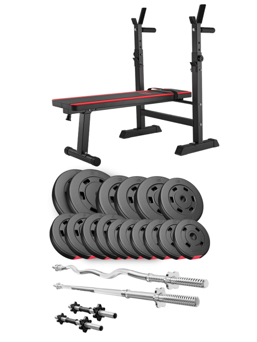 Набір Hop-Sport Premium 75кг з лавою HS-1080, штангами та гантелями Київ - фото 2