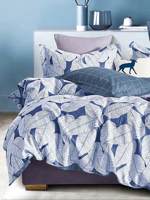 Ecotton Комплект постільної білизни Ecotton Євро 210х220 см Листя білий (21004АВ) Коломыя - изображение 6