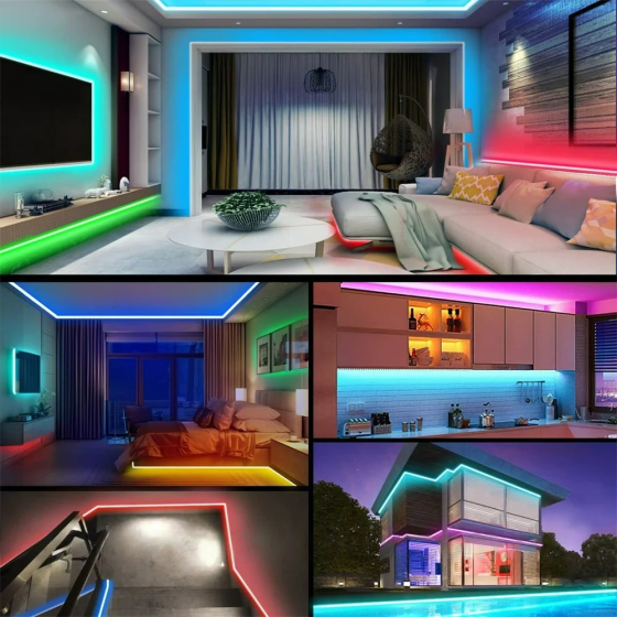 Світлодіодна стрічка 5м, 3528 з пультом і блоком живлення / Гнучка самоклеюча RGB стрічка Київ