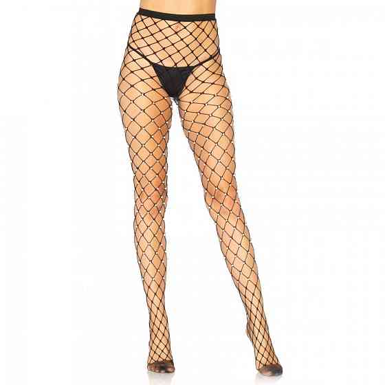 Колготки в сетку с жемчугом черные Leg Avenue Faux pearl fence net tights O/S Sex Aura Киев