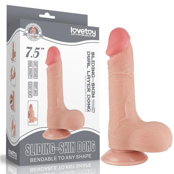 Фаллоимитатор - Sliding-Skin Dual Layer Dong 7.5