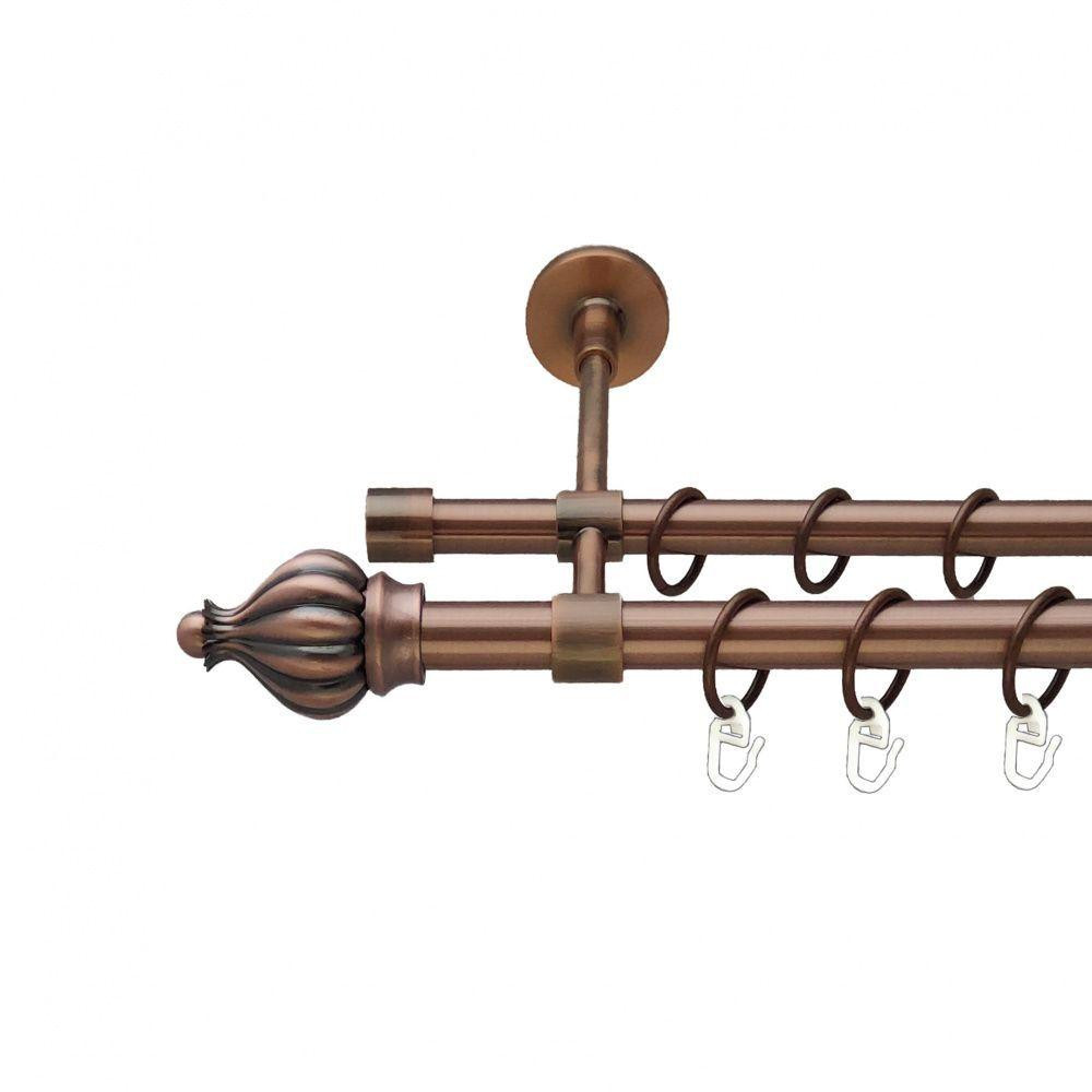 Карниз Orvit Таджа металевий дворядний закритий гладка труба кільце металеве Мідь 19\16 мм 200 см (00-00012014) Львів - фото 1