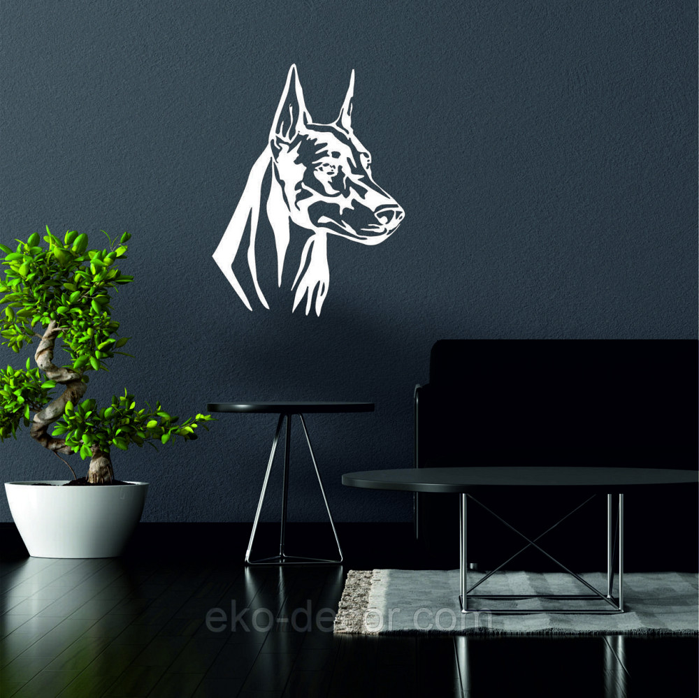 Декоративне настінне Панно «Доберман», Декор на стіну 50*38 см, Білий Київ - фото 2