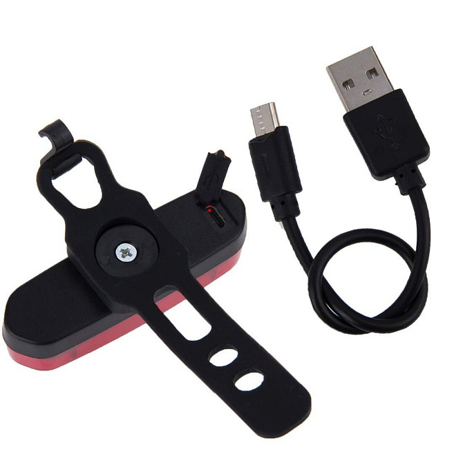 Велосипедний задній ліхтар, Безпечний для рюкзаків IPX4, USB-зарядка, знімний, LED (червоний та сині Київ - фото 4