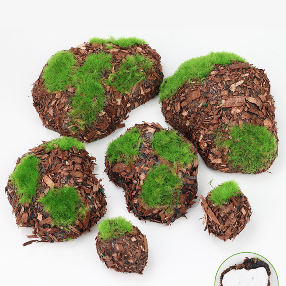 Камешки из коры и мха набор 6 шт для вазона, декора, микроландшафта Одесса - изображение 1