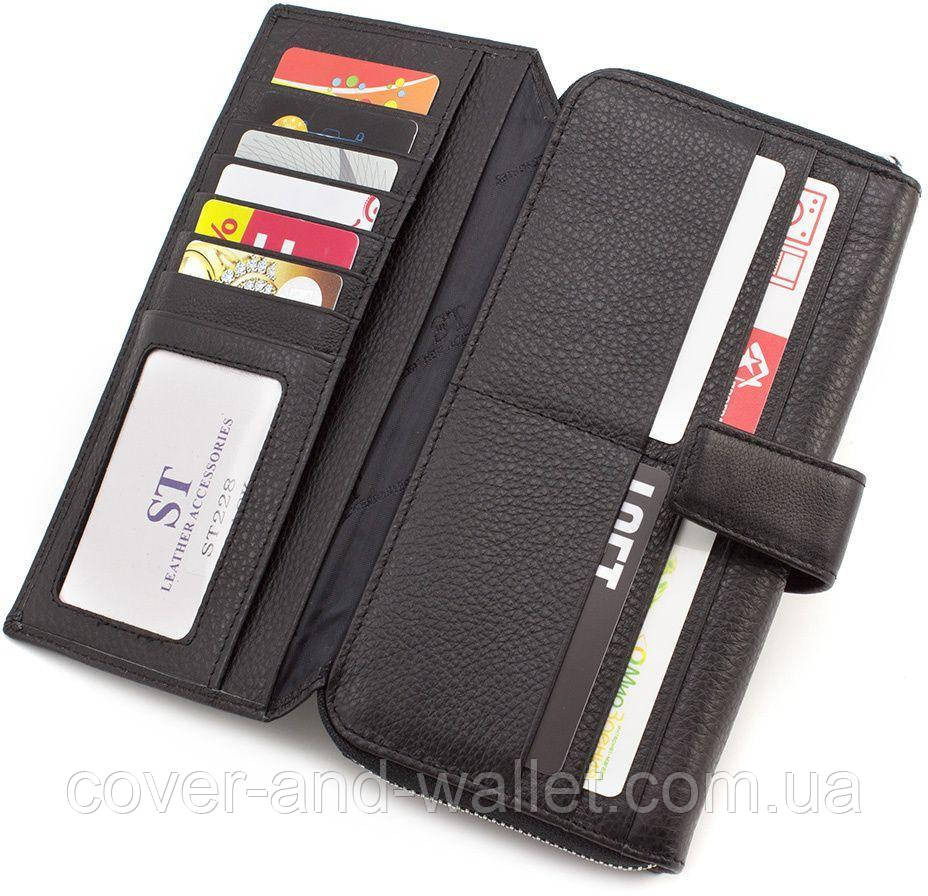 Чоловічий шкіряний гаманець клатч чорного кольору ST 228 Київ - фото 3