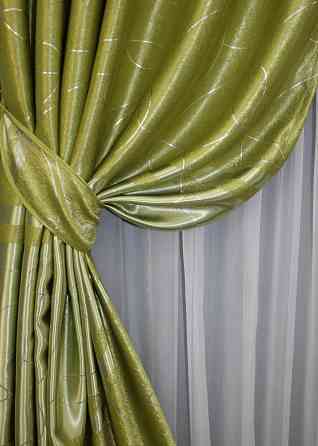 Комплект готовых штор VR-Textil Софт Лиана № 462ш Оливковый 150х270 см 2 шт (30-202) Киев