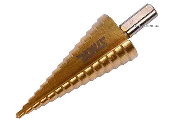 Свердло конічне ступінчасте титанове по металу STHOR : Ø= 4-32 мм HSS 4241 [10/80] Одеса