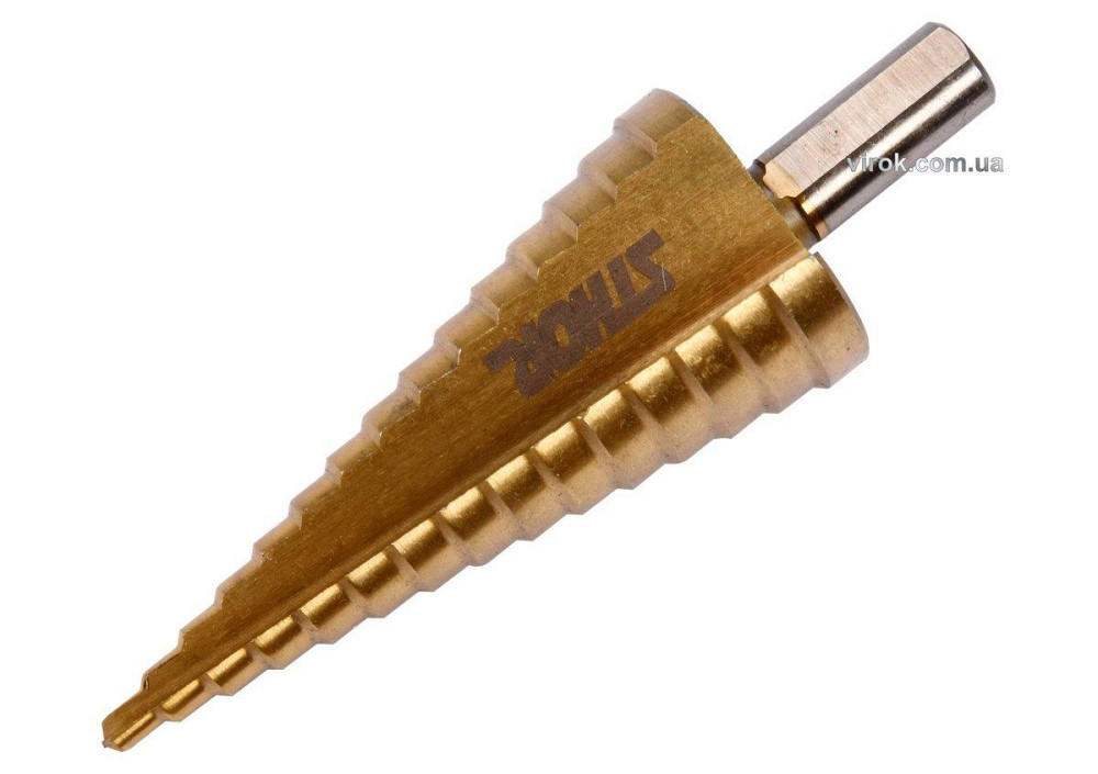 Свердло конічне ступінчасте титанове по металу STHOR : Ø= 4-32 мм HSS 4241 [10/80] Одесса - изображение 1