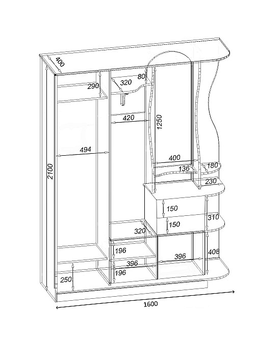 Передпокій Люкс-купе LUX, Дуб Аппалачі, 1600/400/2100 Львів - фото 2
