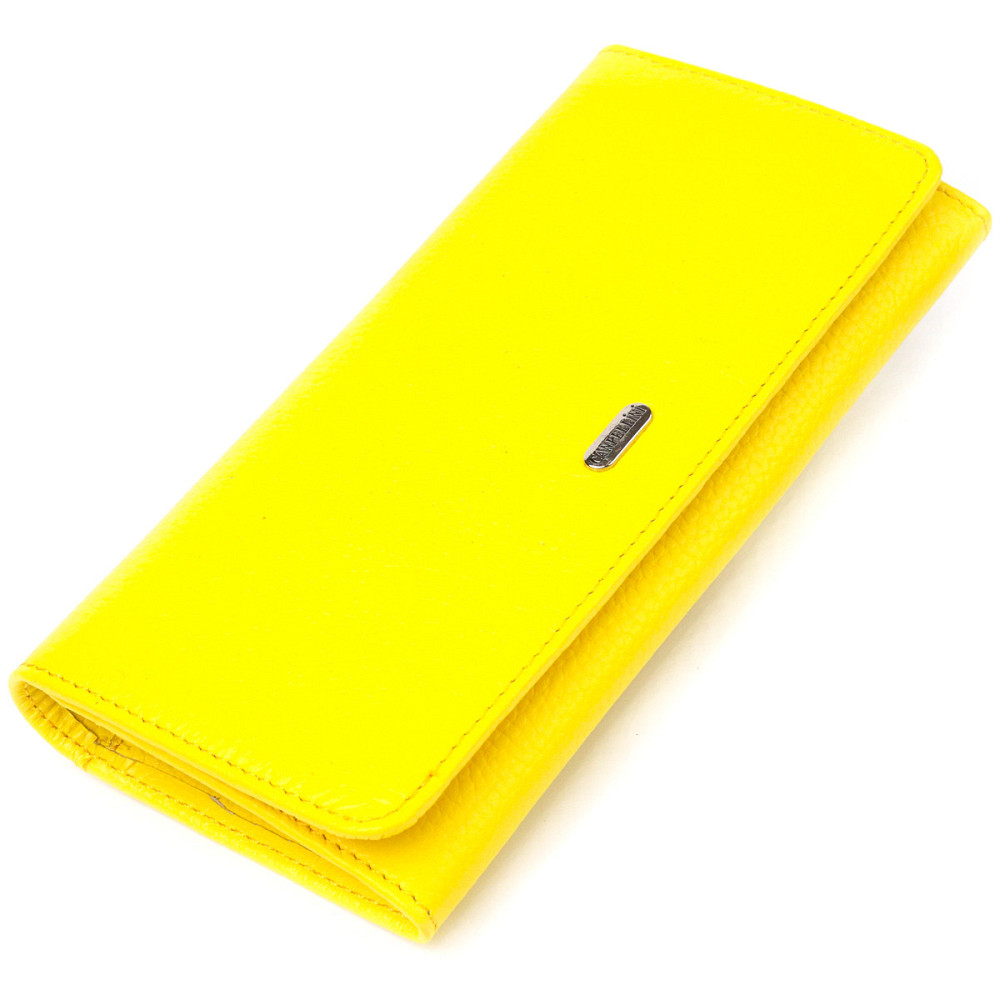 Яскравий молодіжний гаманець із натуральної шкіри флотар Лимонний (CANPELLINI) Київ - фото 5
