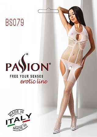Бодістокінг з імітацією панчох Passion BS079 white Sex Aura Київ