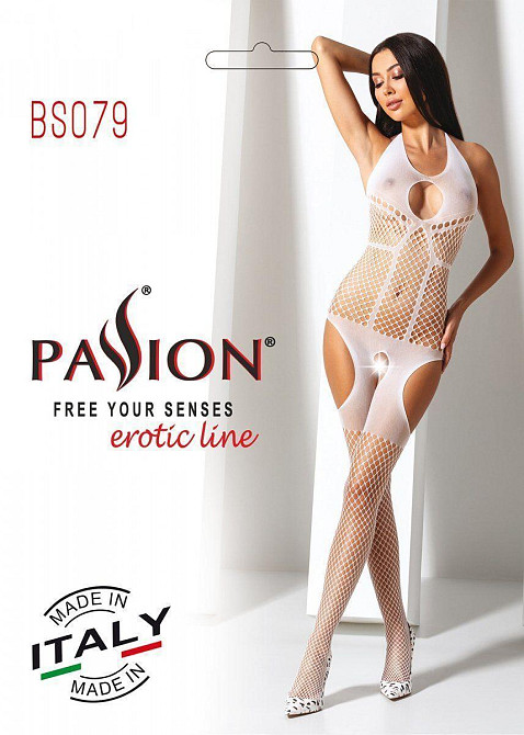 Бодістокінг з імітацією панчох Passion BS079 white Sex Aura Київ - фото 4