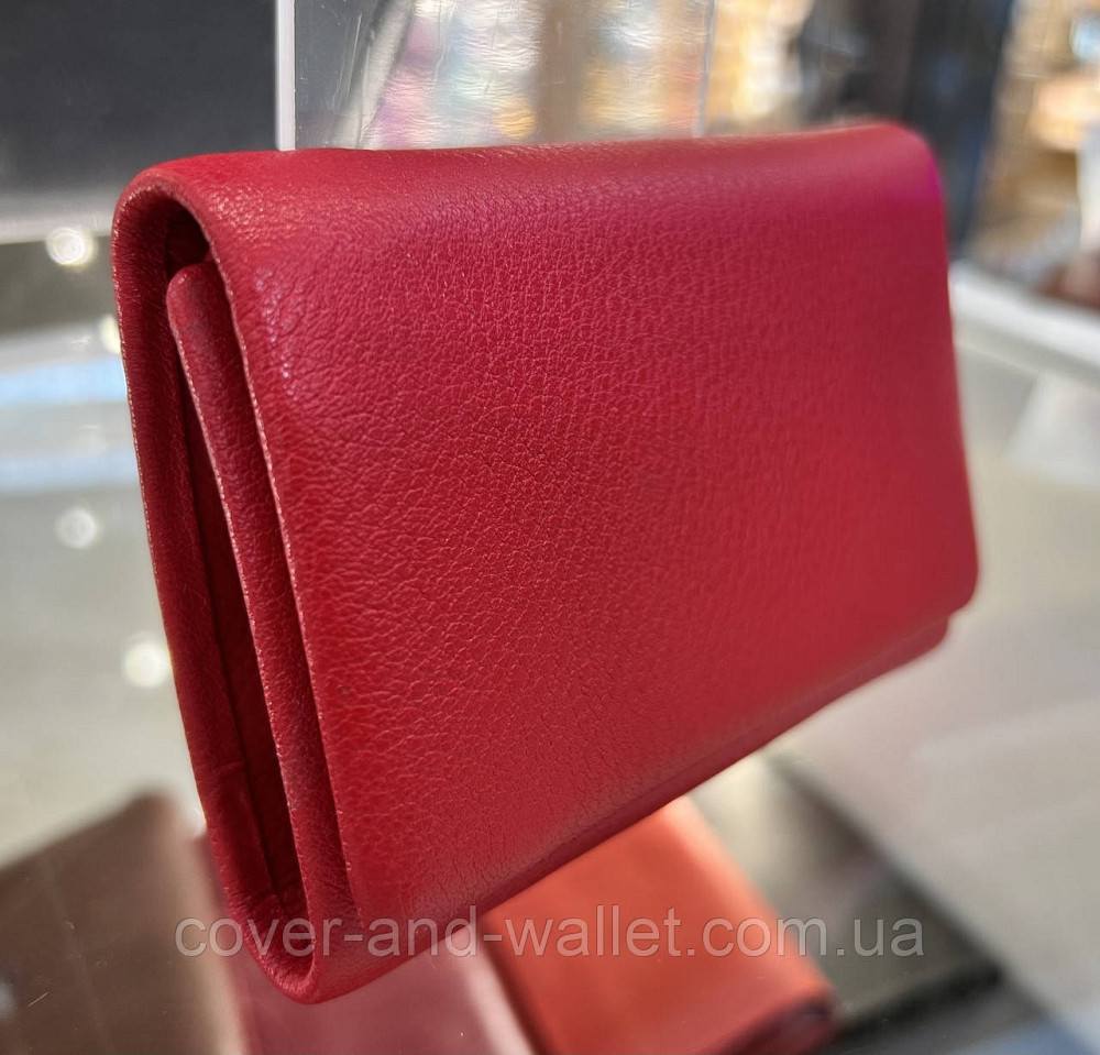 Маленький жіночий гаманець потрійного складання з натуральної червоної шкіри  Helen Verde 009 Київ - фото 4